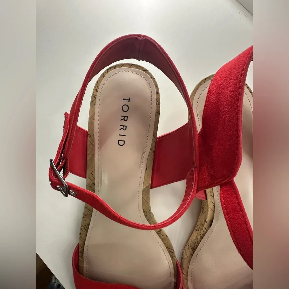 Torrid Red Wedge Shoes with Cork-Style Heel
